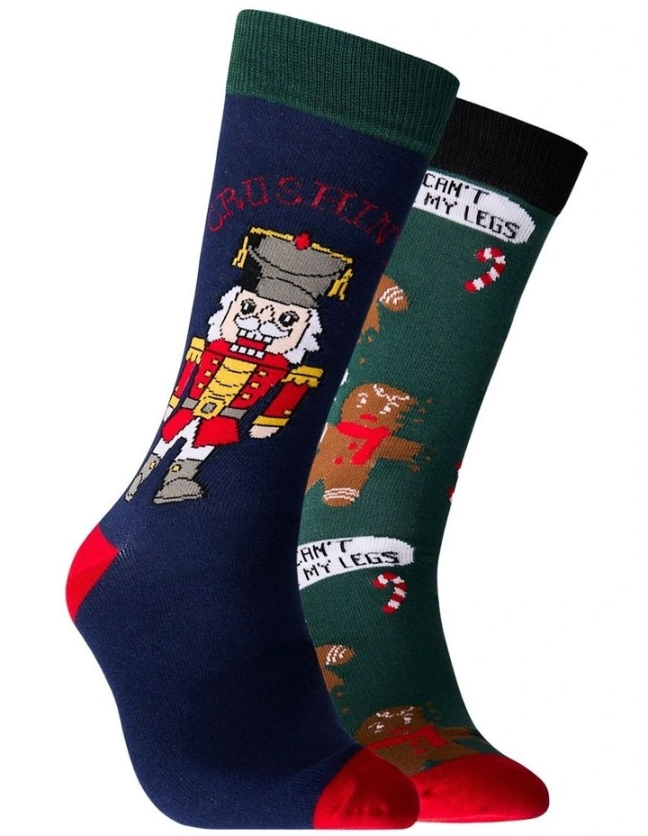 2 Pack Crushin It Christmas Cotton Socks image 1