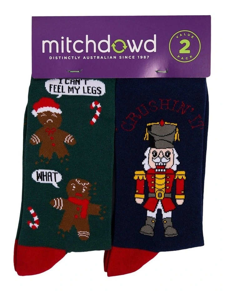 2 Pack Crushin It Christmas Cotton Socks image 2
