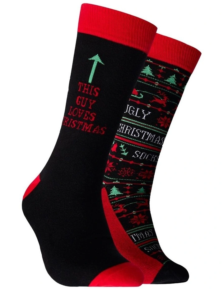 2 Pack Ugly Christmas Cotton Socks image 1