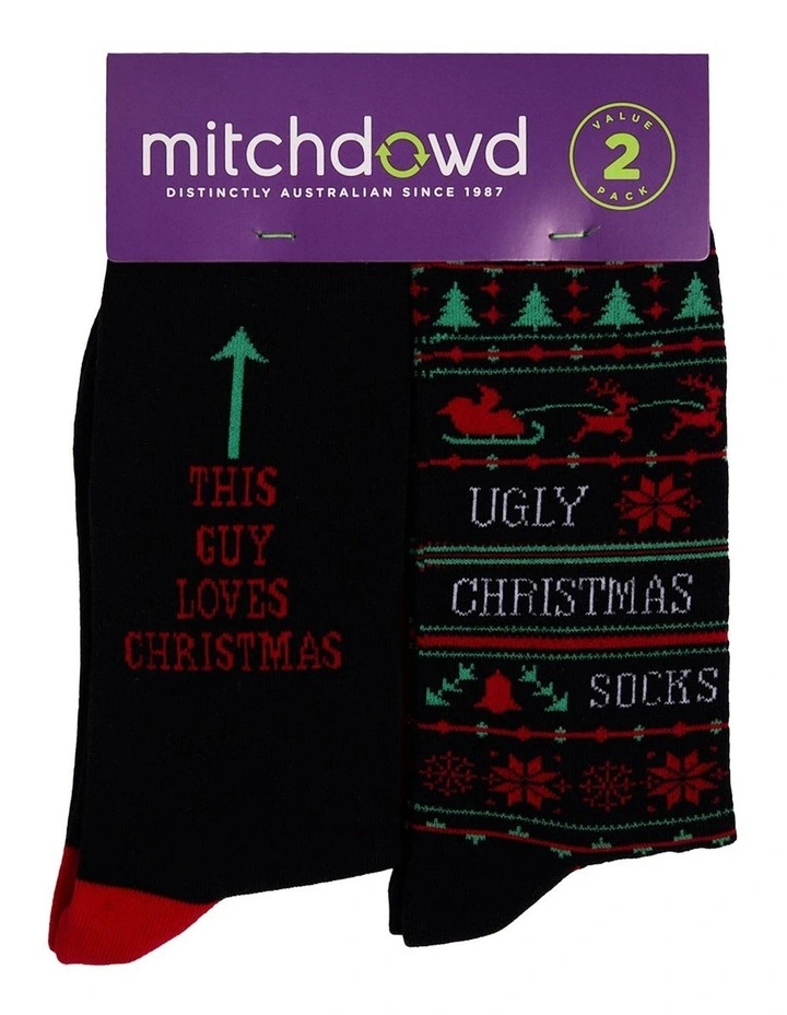 2 Pack Ugly Christmas Cotton Socks image 2