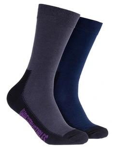2 Pack Plain Cotton Indestructibles Crew Socks in Multi