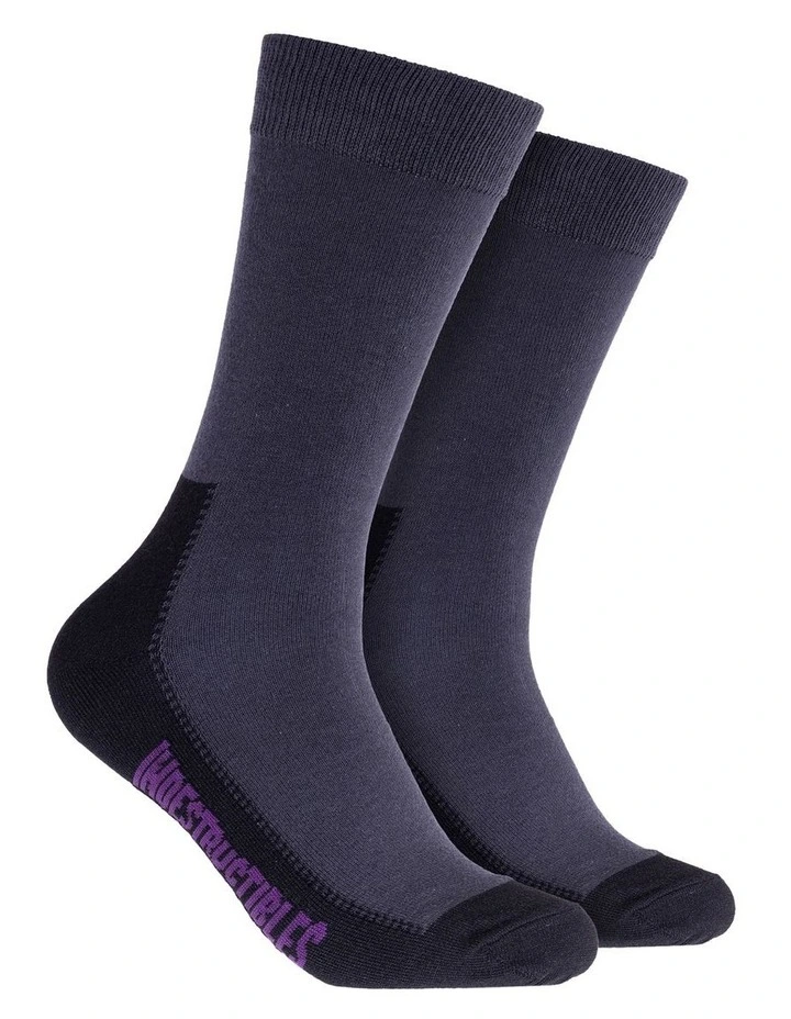 2 Pack Plain Cotton Indestructibles Crew Socks in Multi image 2