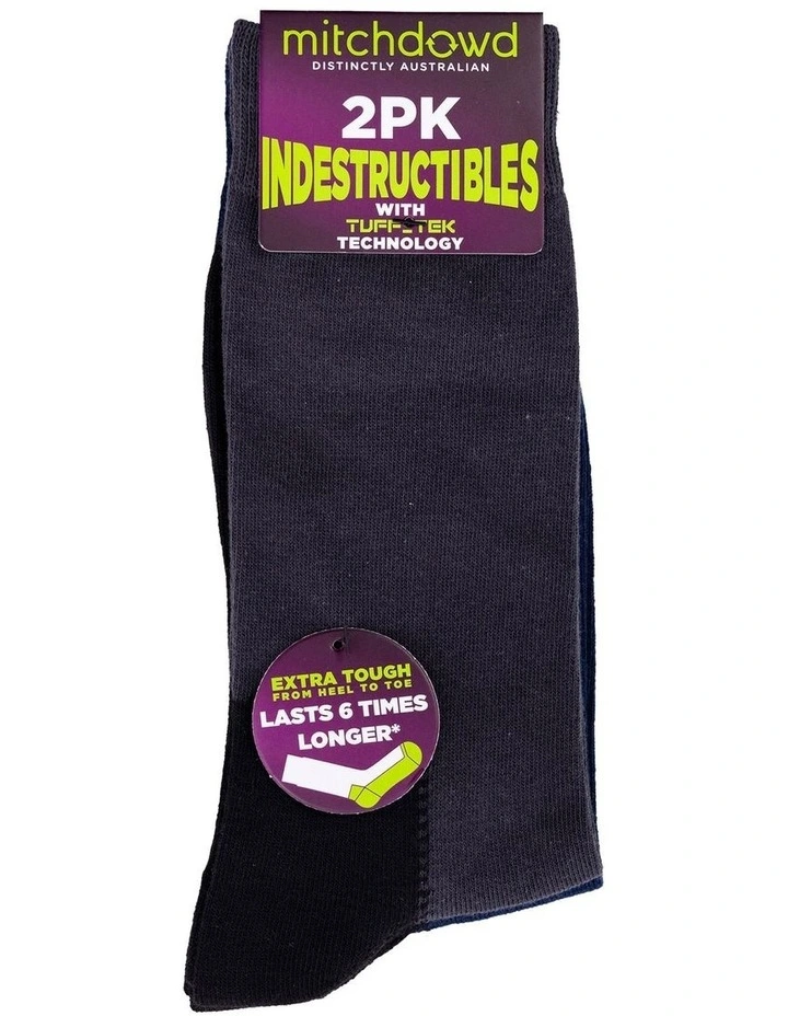 2 Pack Plain Cotton Indestructibles Crew Socks in Multi image 4