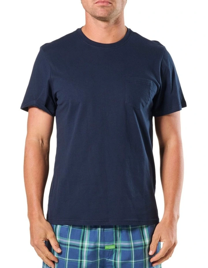 Pocket Cotton Sleep Tee in Navy image 1