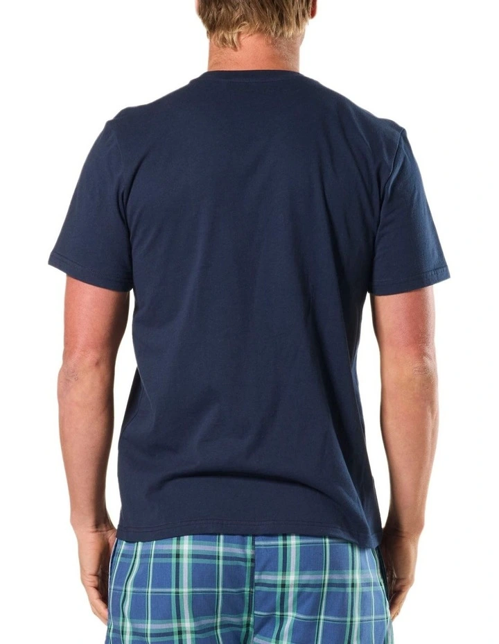 Pocket Cotton Sleep Tee in Navy image 2