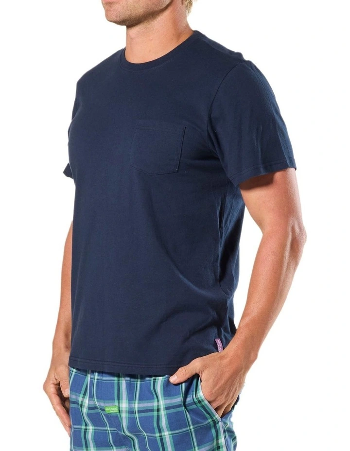 Pocket Cotton Sleep Tee in Navy image 3