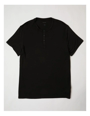 Ultra Soft Henley Sleep Tee in Black