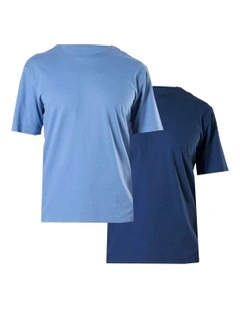 Relaxed Fit Cotton Sleep Tee 2 Pack in Blue