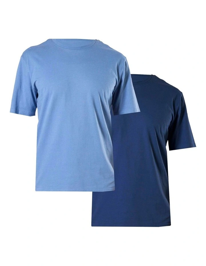 Relaxed Fit Cotton Sleep Tee 2 Pack in Blue image 1