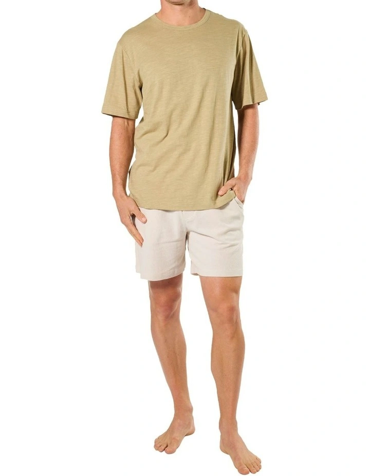 Relaxed Fit Slub Sleep Tee in Beige image 4