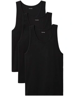 Icon cotton Micro Stretch Tank 3 Pack in Black