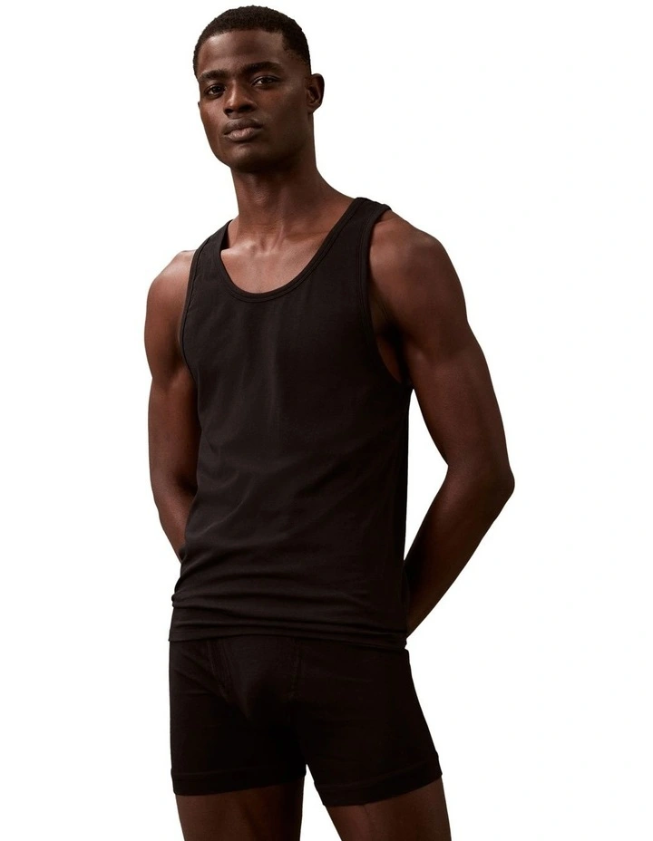 Icon cotton Micro Stretch Tank 3 Pack in Black image 2