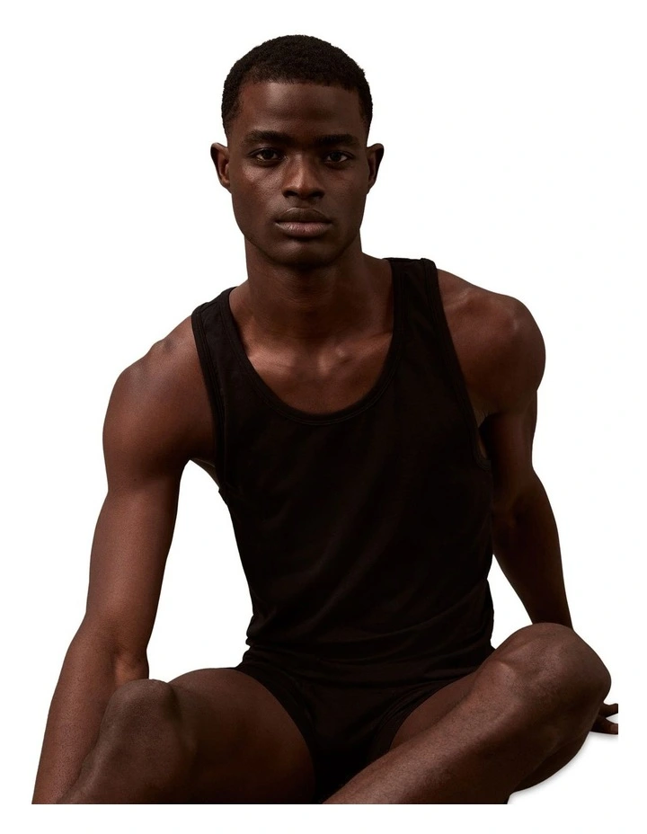 Icon cotton Micro Stretch Tank 3 Pack in Black image 5