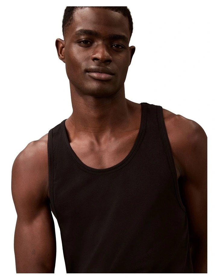 Icon cotton Micro Stretch Tank 3 Pack in Black image 6