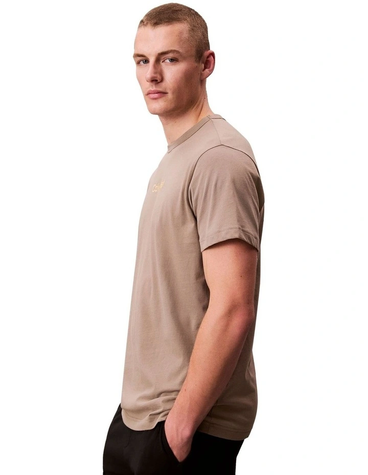 Cotton Crewneck Sleep T-Shirt in Brown image 3