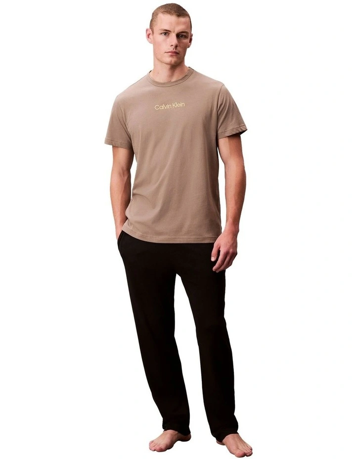 Cotton Crewneck Sleep T-Shirt in Brown image 4