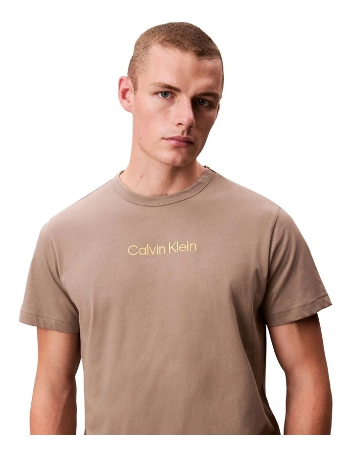 Cotton Crewneck Sleep T-Shirt in Brown image 5