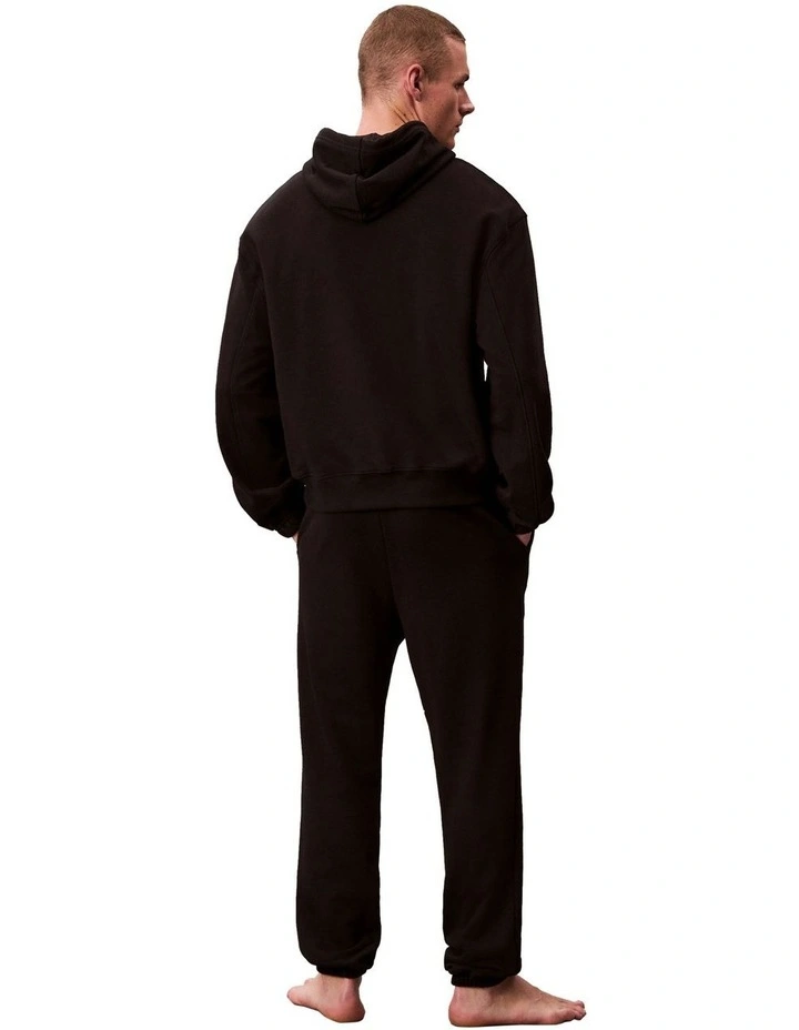 Cotton Terry Blend Sleep Hoodie in Black image 2