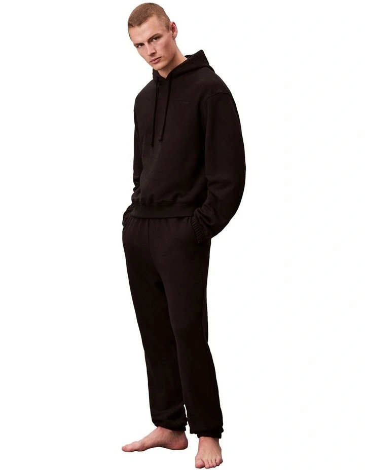Cotton Terry Blend Sleep Hoodie in Black image 3