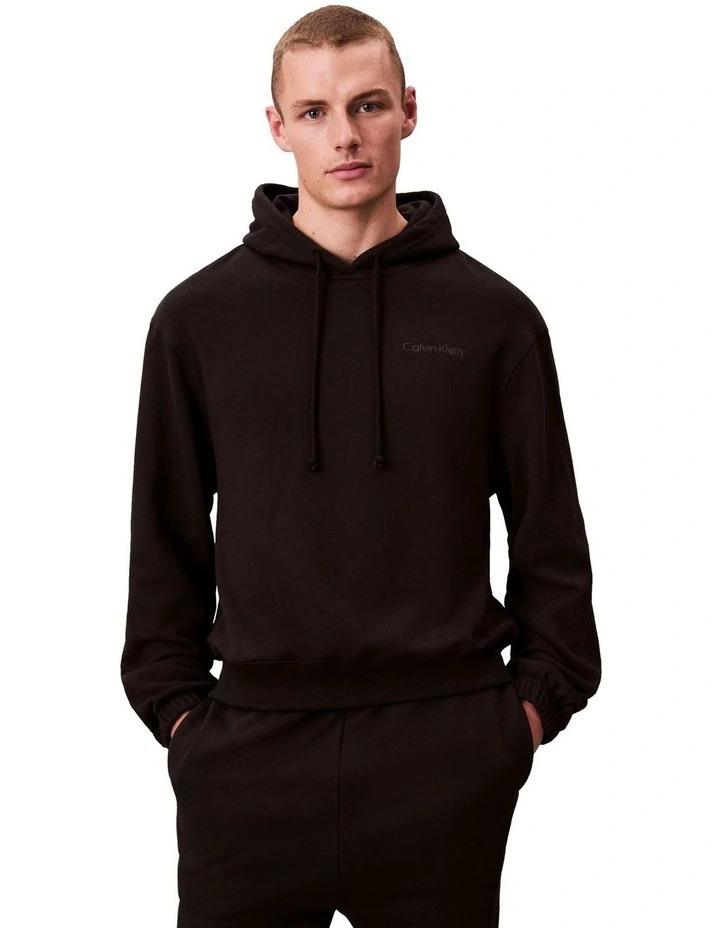 Cotton Terry Blend Sleep Hoodie in Black image 4