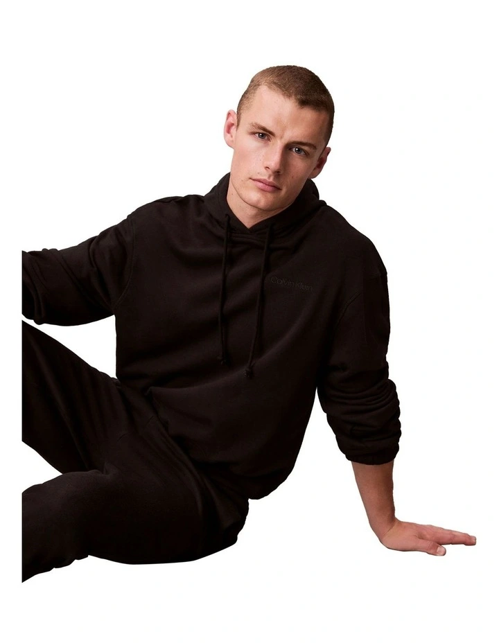 Cotton Terry Blend Sleep Hoodie in Black image 5