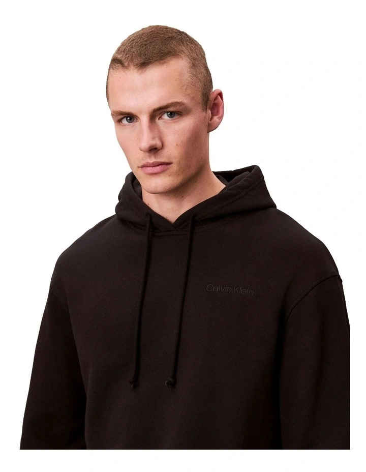 Cotton Terry Blend Sleep Hoodie in Black image 6