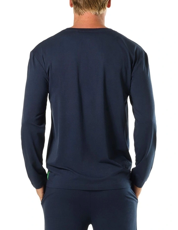 Long Sleeve Bamboo Sleep Tee in Blue image 2