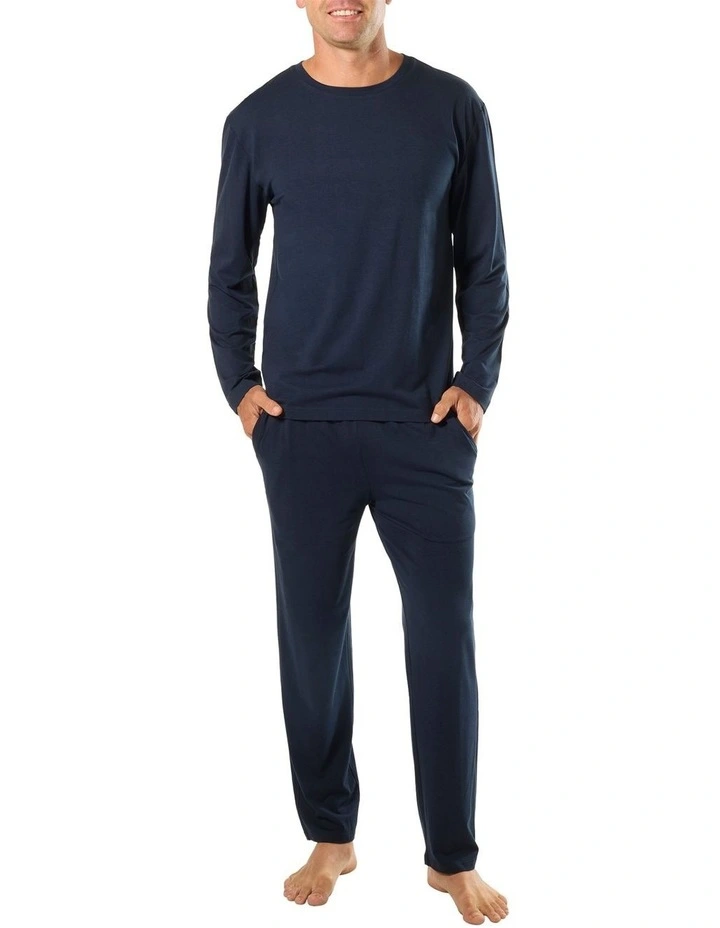 Long Sleeve Bamboo Sleep Tee in Blue image 4