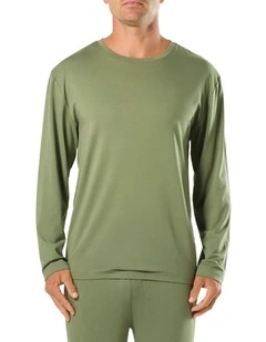 Long Sleeve Bamboo Sleep Tee in Green