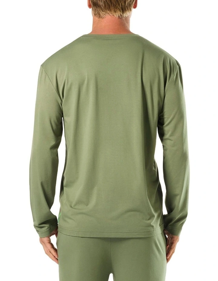 Long Sleeve Bamboo Sleep Tee in Green image 2