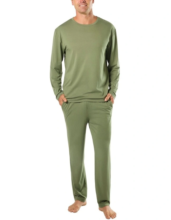 Long Sleeve Bamboo Sleep Tee in Green image 4
