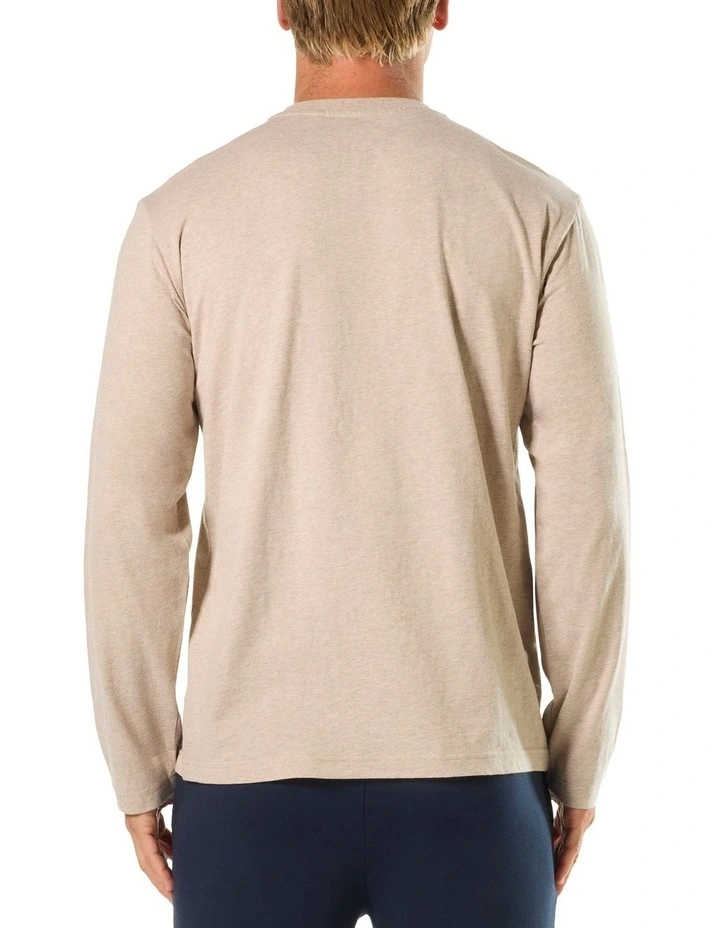 Relaxed Long Sleeve Crew Tee in Beige image 2