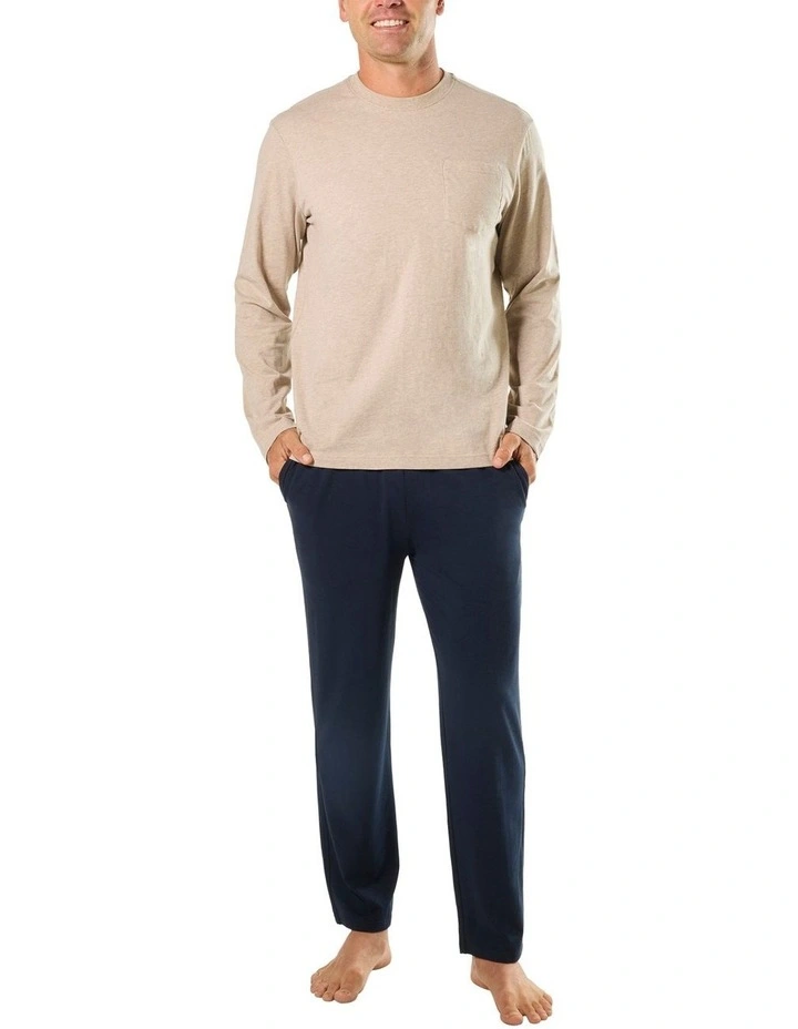 Relaxed Long Sleeve Crew Tee in Beige image 4