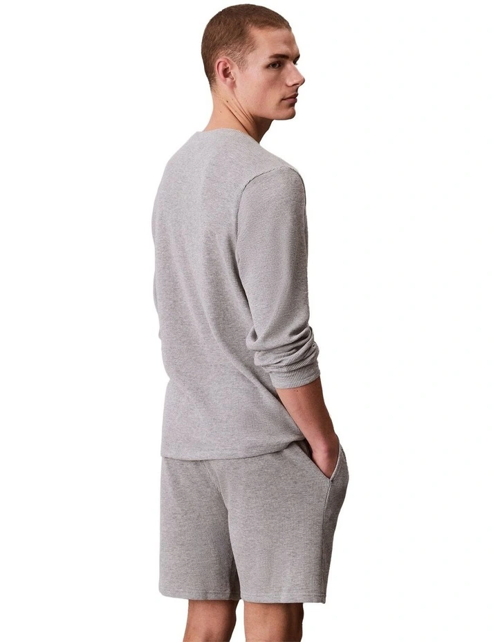LS Waffle Henley Sleep Tee in Grey Heather image 2