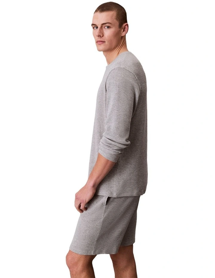 LS Waffle Henley Sleep Tee in Grey Heather image 3