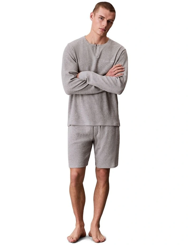 LS Waffle Henley Sleep Tee in Grey Heather image 4