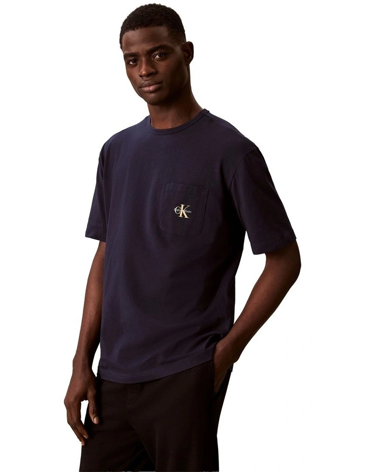 Monogram Sleep Tee in Navy image 3