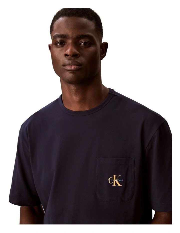 Monogram Sleep Tee in Navy image 5