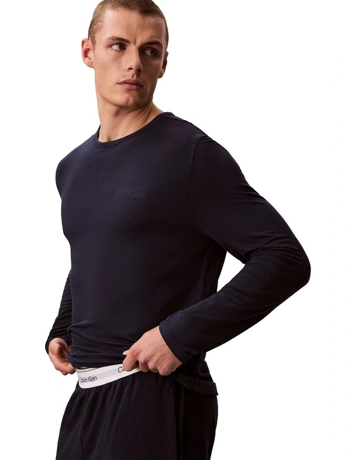 Ultra Soft Modal Long Sleeve Crewneck in Navy image 3