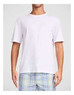 Short Sleeve Cotton Slub Sleep Tee in White
