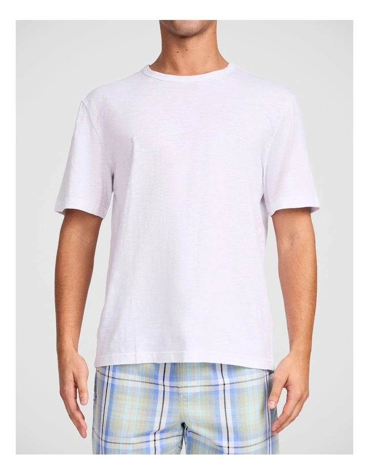 Short Sleeve Cotton Slub Sleep Tee in White image 1