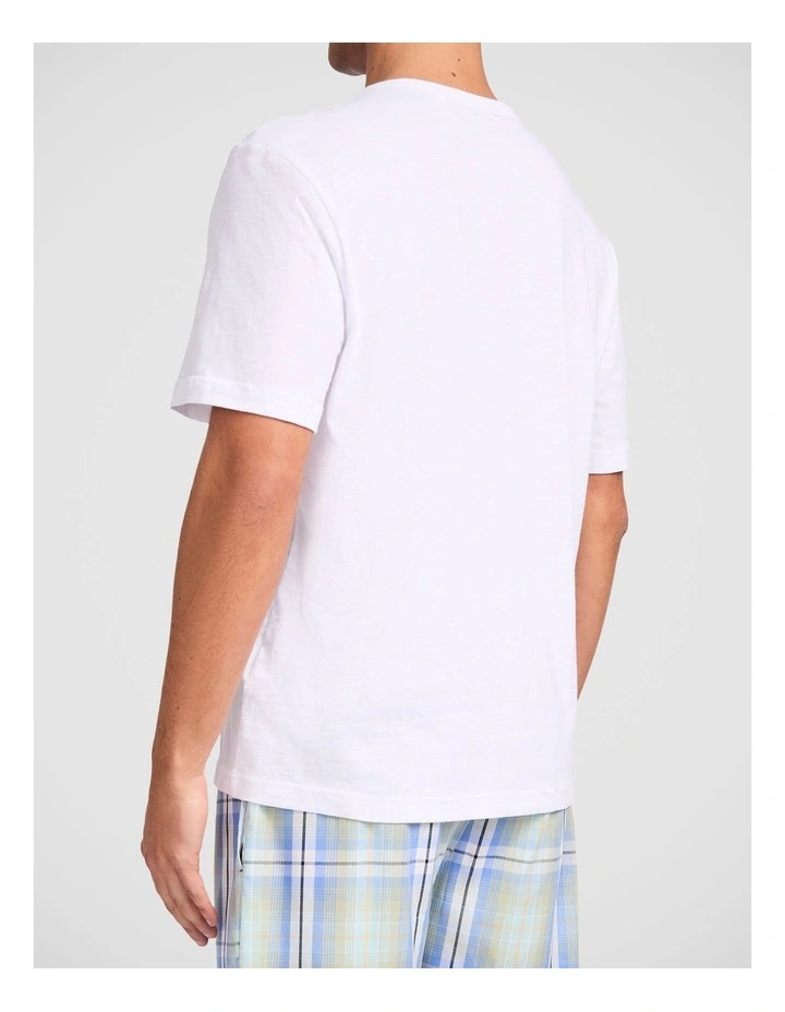 Short Sleeve Cotton Slub Sleep Tee in White image 2