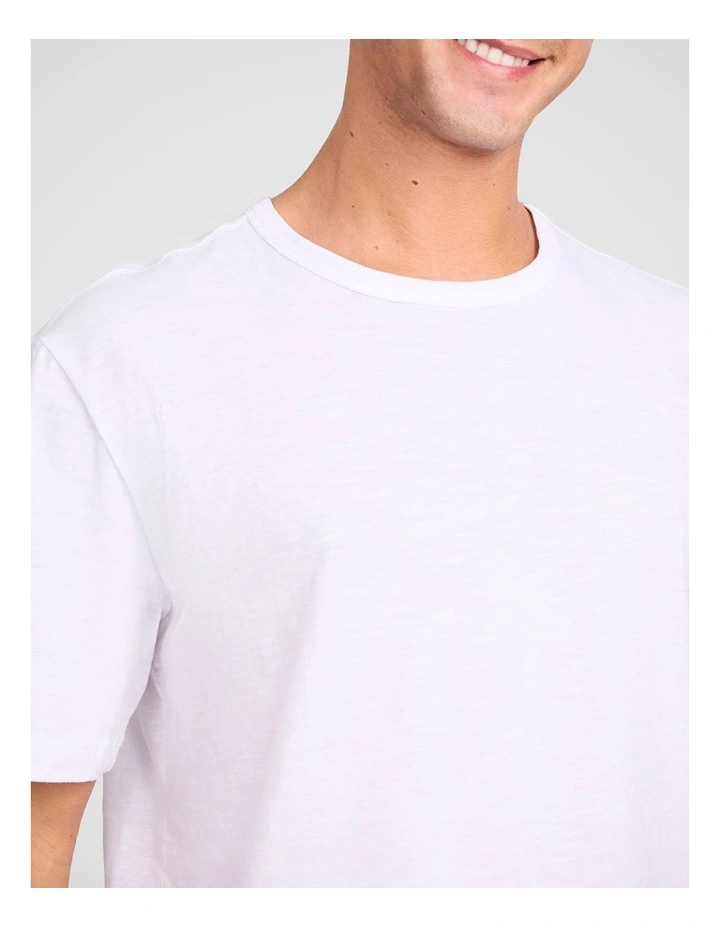 Short Sleeve Cotton Slub Sleep Tee in White image 5