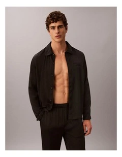 CK Black Matte Shine Button-Down Shirt in Black