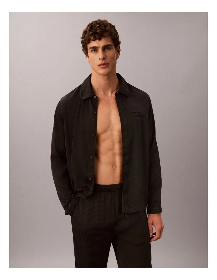CK Black Matte Shine Button-Down Shirt in Black image 1