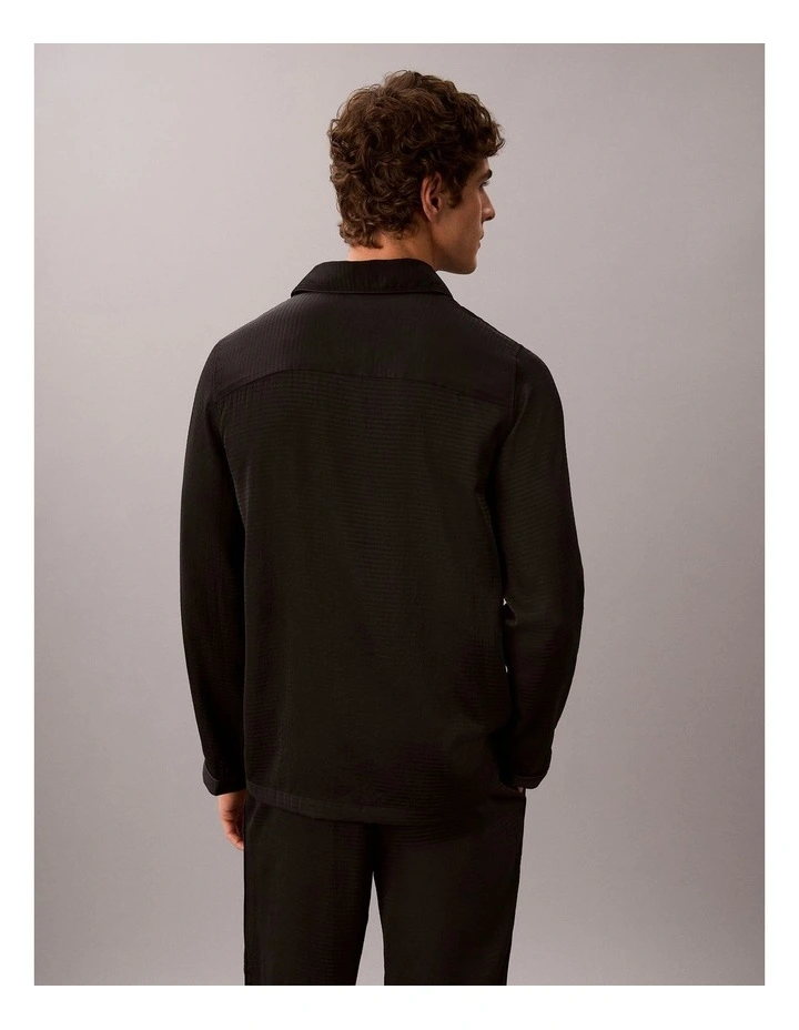 CK Black Matte Shine Button-Down Shirt in Black image 2