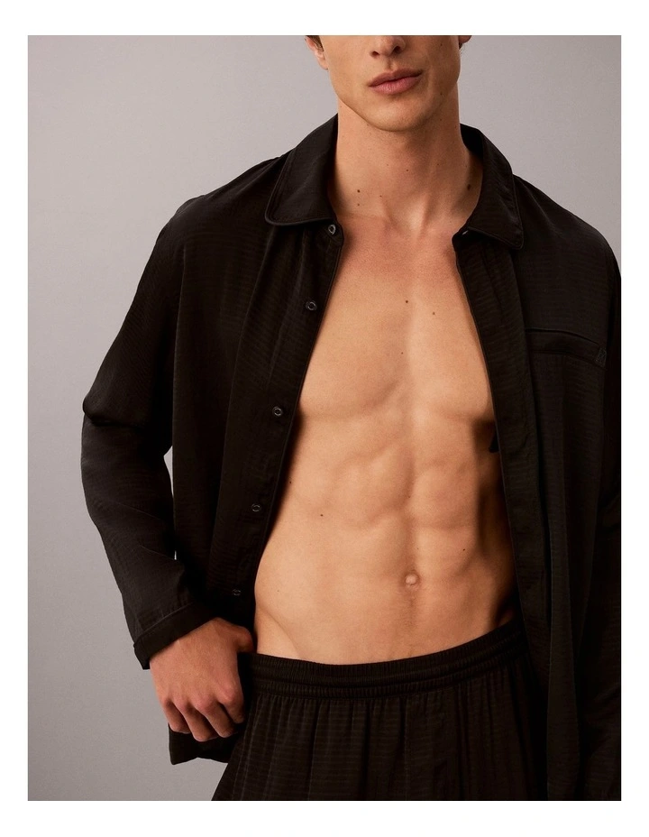 CK Black Matte Shine Button-Down Shirt in Black image 3