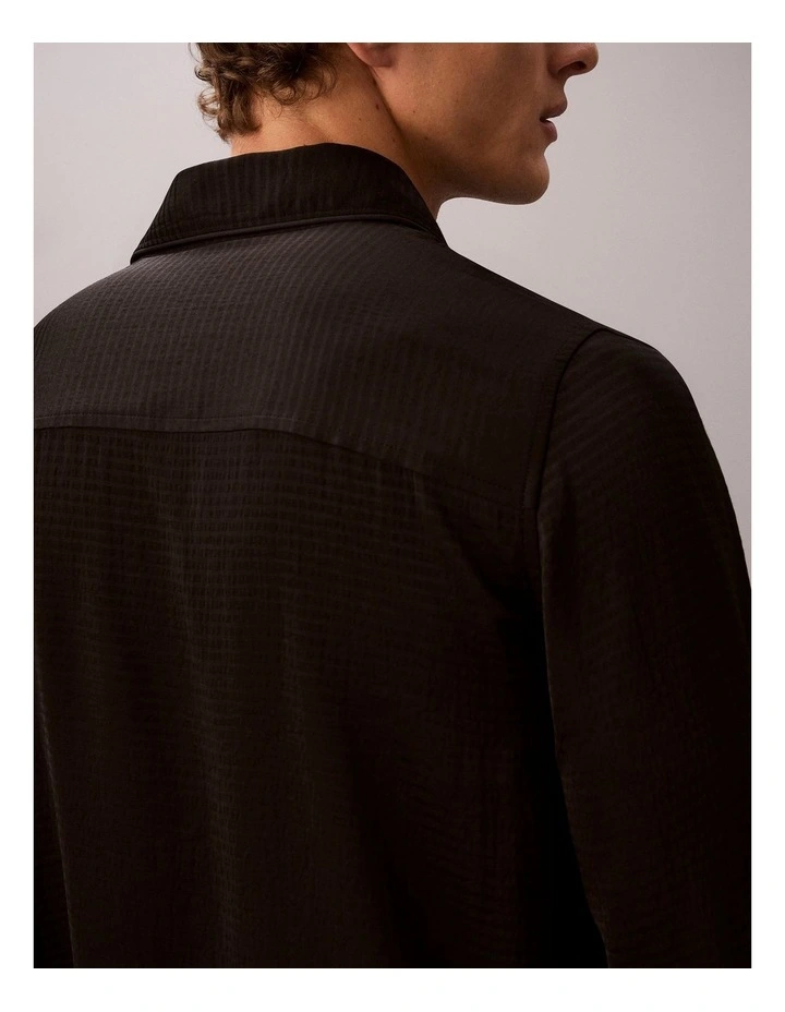 CK Black Matte Shine Button-Down Shirt in Black image 4