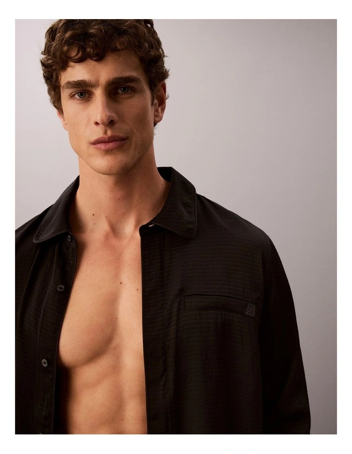 CK Black Matte Shine Button-Down Shirt in Black image 5