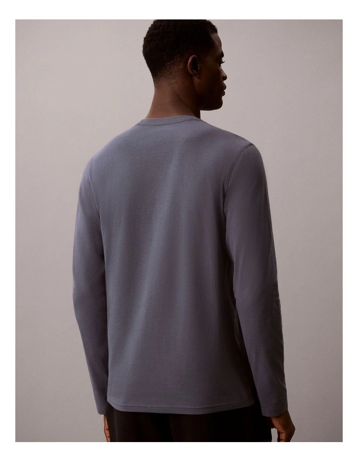 Comfort Cotton Long Sleeve Crew Neck in Blue image 2